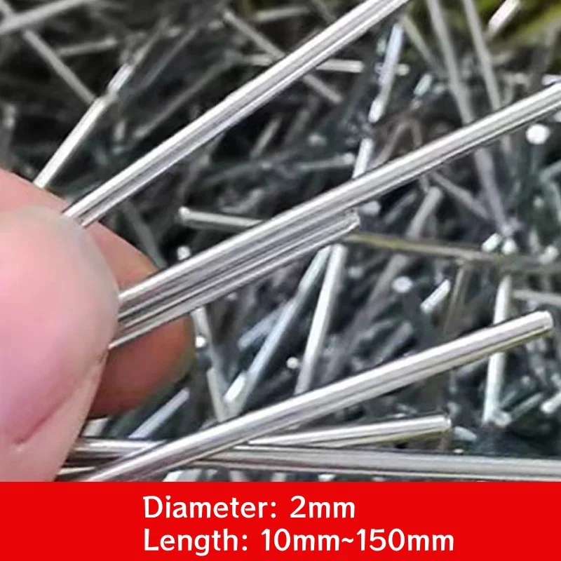 10~100pcs 2mm Diamete Iron Axle Round Solid Metal Bar Rod Model Axles For Model Toy RC Car Wheel Length 10~150mm Gear Shaft