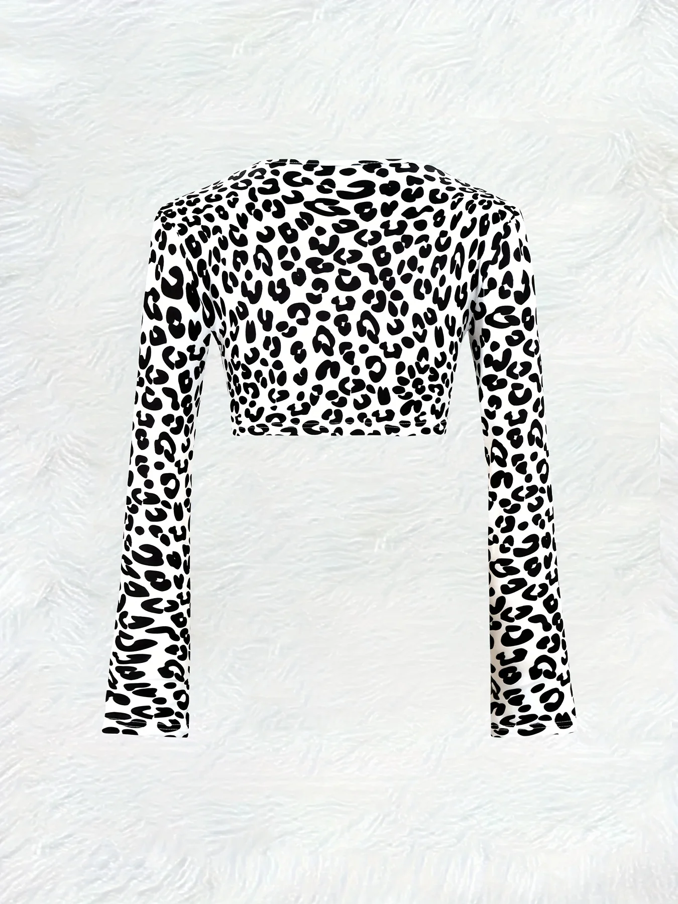 Printed Design Casual Style Black And White Leopard Print Cardigan