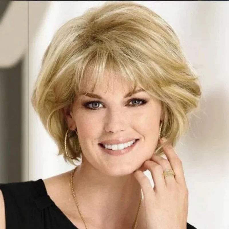 

New women's , natural, comfortable, voluminous, light-colored short hairpiece, synthetic fiber wig