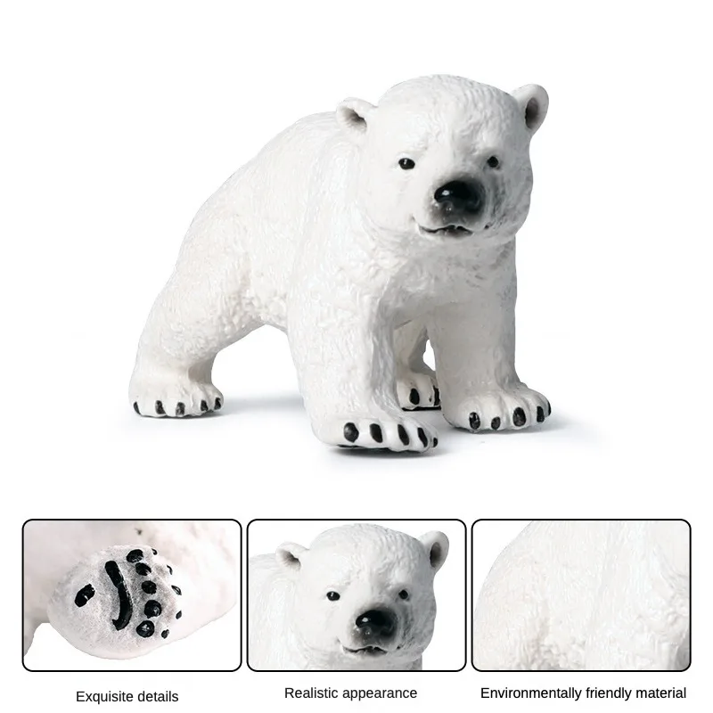 OozDec-figura de oso Polar de 3 piezas para niños, figura de Animal sólido realista, decoración, regalo de cumpleaños