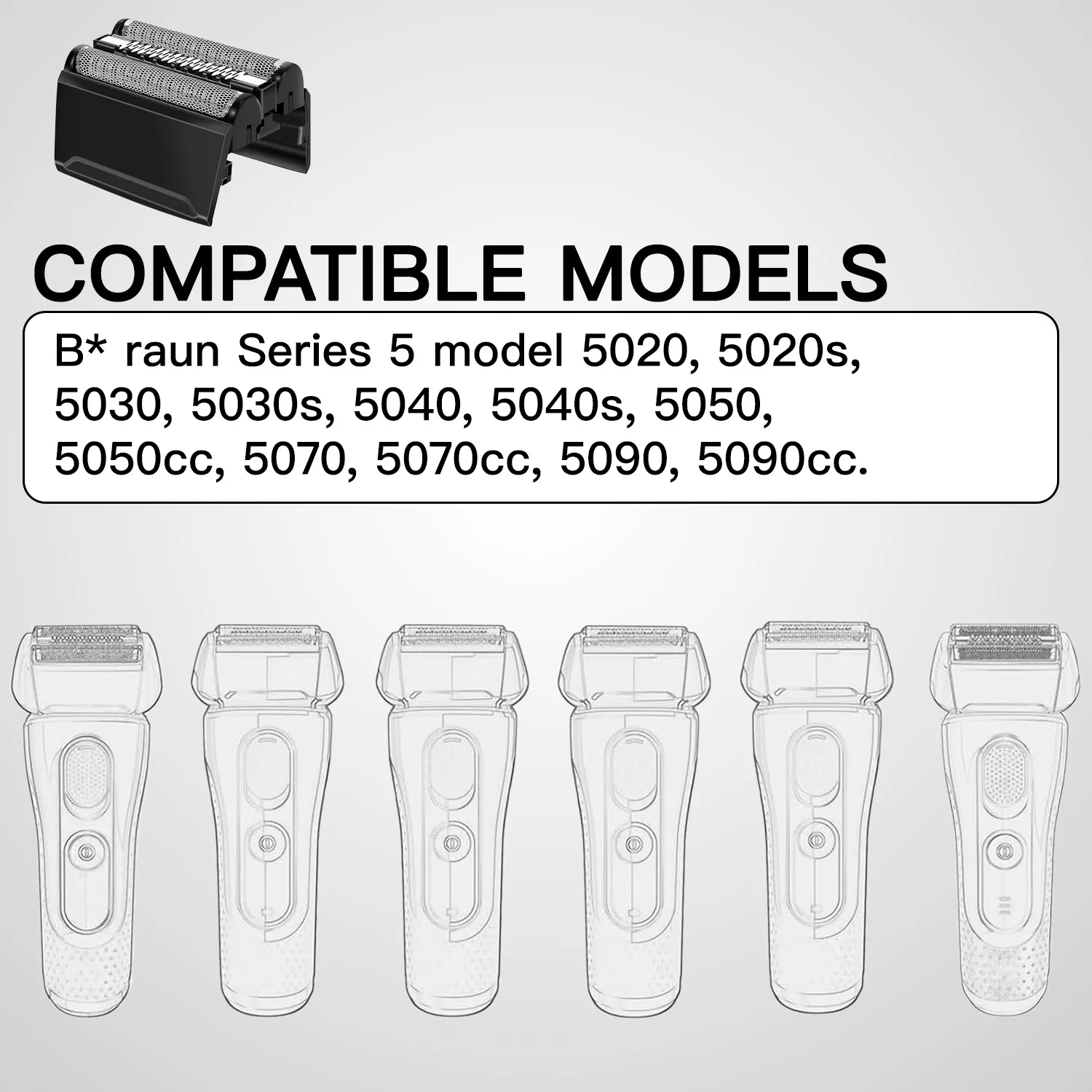 2pcs 52B Replacement Shaver Head for Braun Series 5 Shaving Razor Head 5020, 5020s, 5030s, 5040, 5040s, 5050, 5050cc, 5070