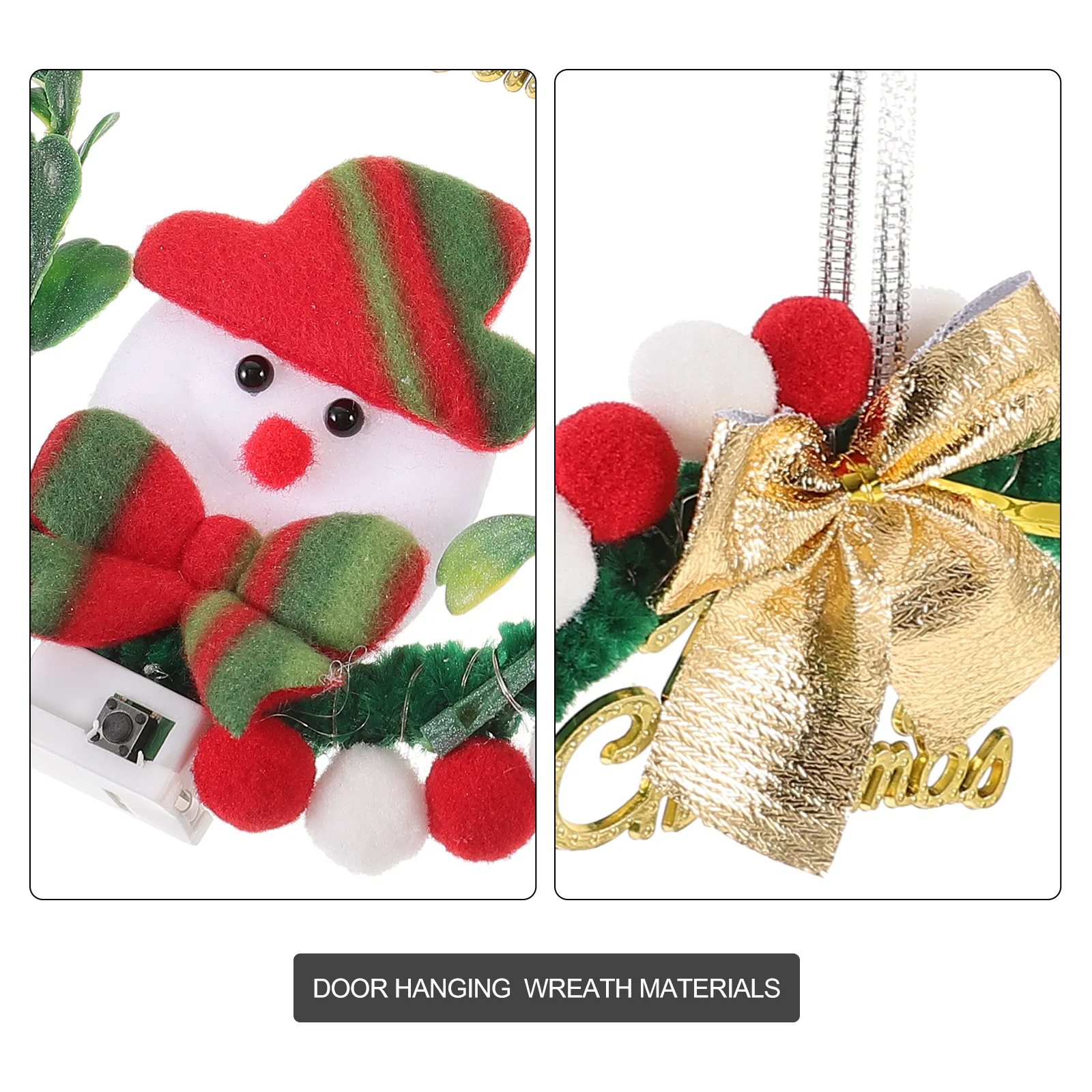 

1Set Snowman Christmas Wreath Making Set DIY Decorative Materials for Front Door Window Indoor Outdoor Festival Decoration Light