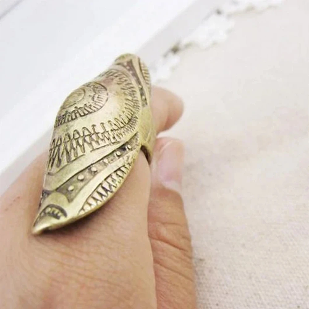 Bohemian Ethnic Ring Retro Style Punk Traditional Personality Carved Shield Joint Ring Statement Jewelry Fresh Accessories