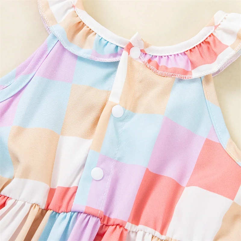 

Cathery Kids Baby Girls Summer Dress Sleeveless Checkered Plaid Print Princess Dress Casual Toddler A Line Dress Baby Clothing