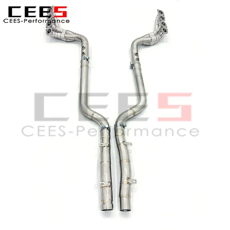 CEE مشعب العادم لمرسيدس بنز C63 AMG W204 6.2L 2011-2015 رأس الفولاذ المقاوم للصدأ النازل نظام أنابيب عادم السيارة #2