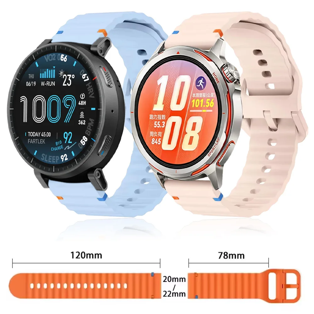 18/20/22mm Wellen-Silikonarmband für Huawei Watch GT Runner 2/Ultimate 2 Band für Huawei Watch GT6-5-4 46/41mm Amazfit Active Max