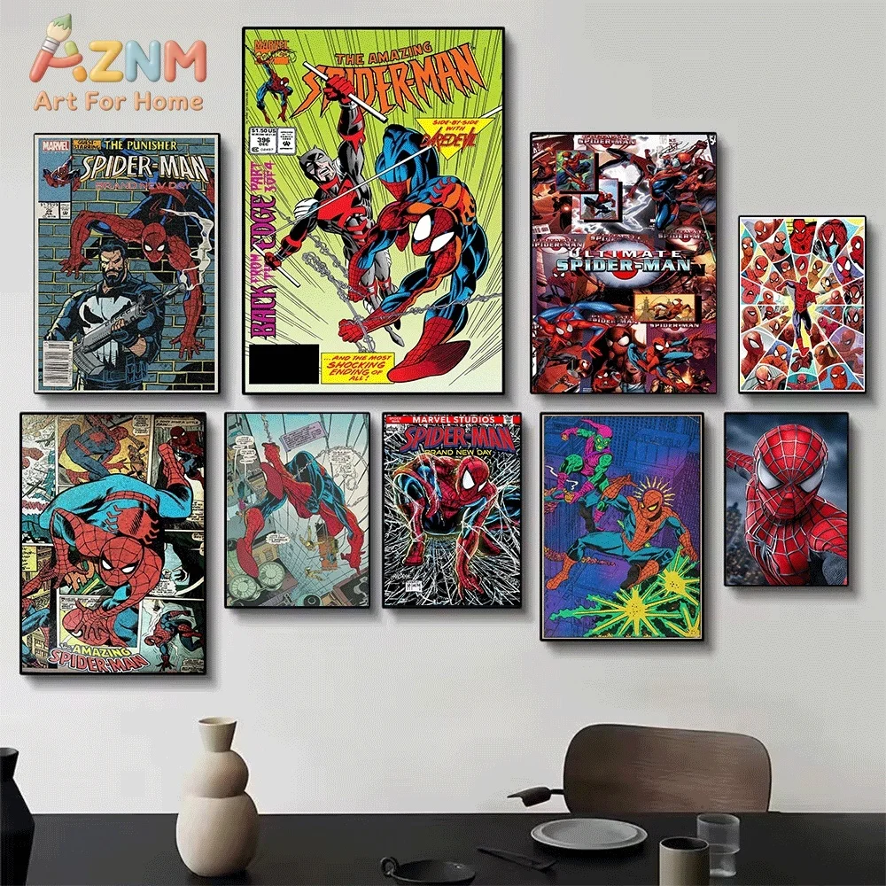 Spiderman Punisher Iron Man Ca - Watercolor Poster Print ulasan dan harga