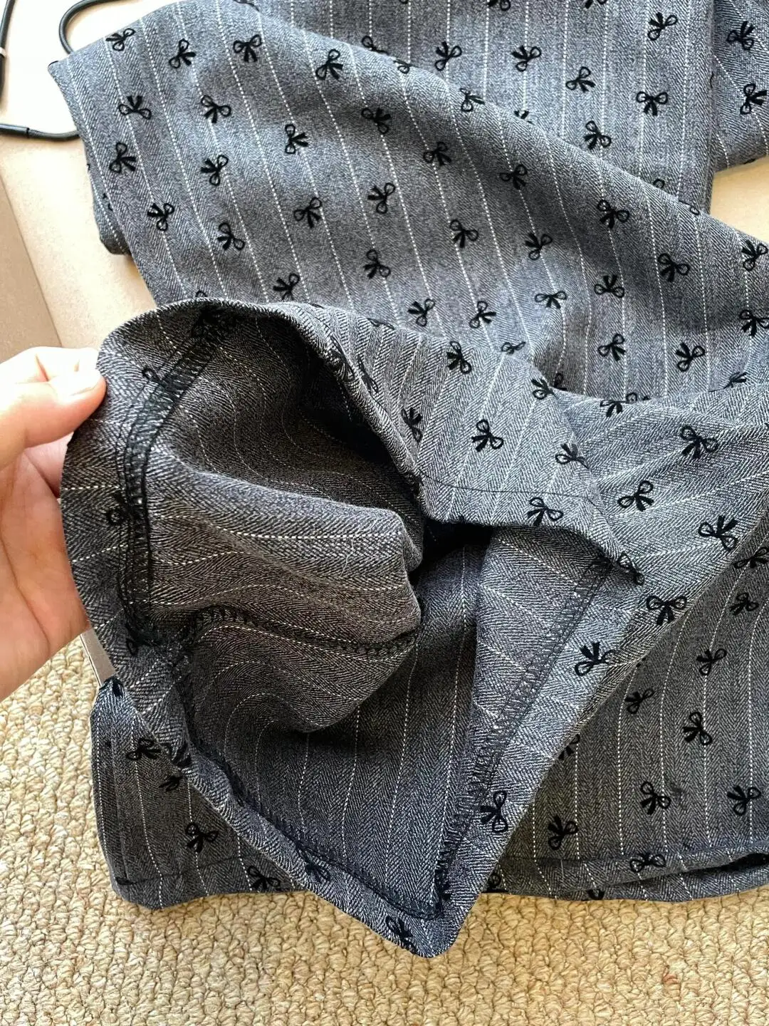 فراشة عقدة طباعة الرباط واسعة الساق سراويل تقليدية المرأة الربيع الصيف مرونة الخصر شريط فضفاض مستقيم قطع بنطلون #4