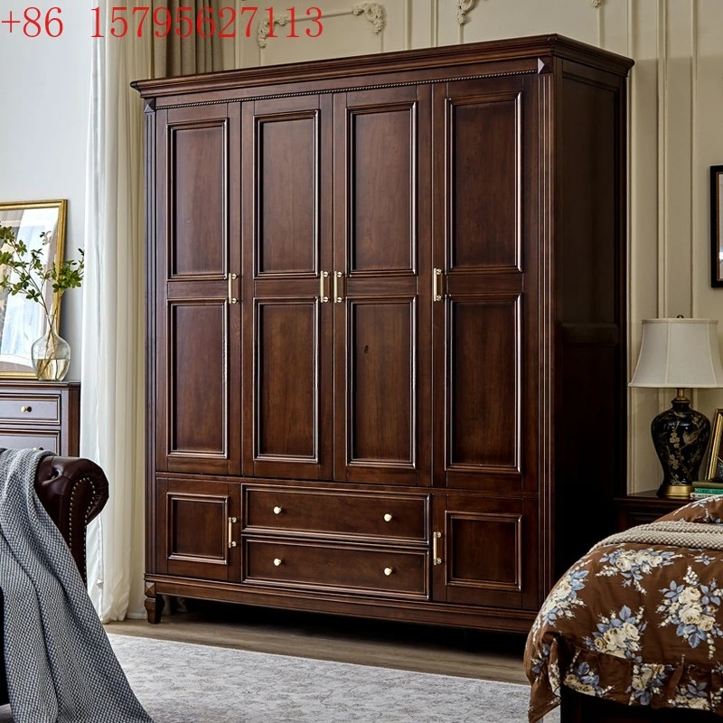 All solid wood household bedroom two or four door combined cabinet large capacity storage