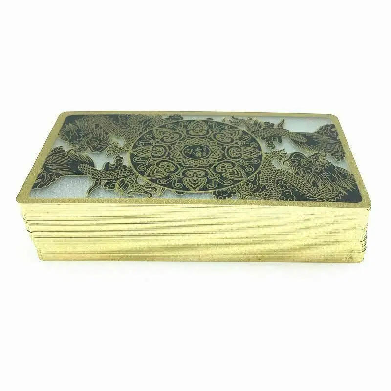 Waterproof Transparent Plastic Poker Gold Edge Playing Cards Dragon Card Game