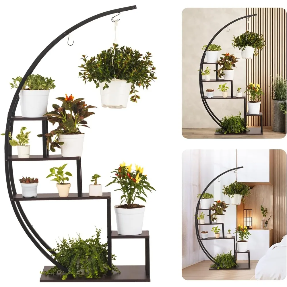 Metal Plant Stand Stands for Indoor Multiple, Shelf for Planter, Half Moon  Stand for Living Room