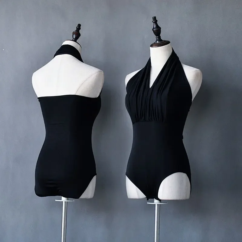 夏ラテンダンス V ネックトップ大人女性のセクシーな国家標準ダンス練習服ピンクホルターベルト胸パッドトップ 2025