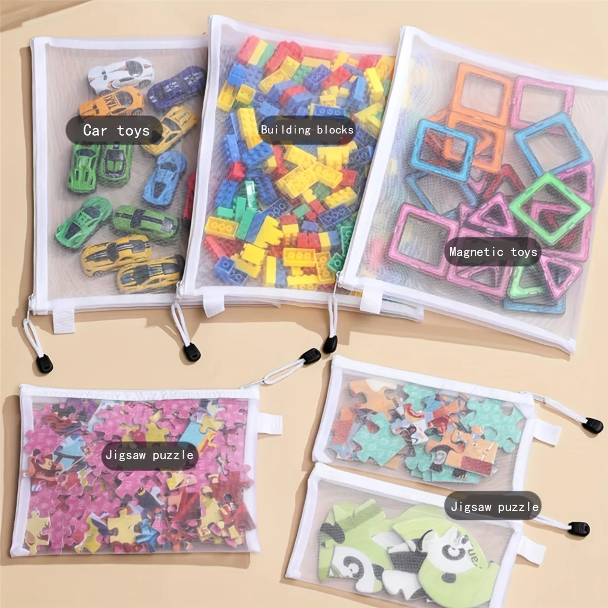 8pcs 지퍼 메쉬 가방, 3 가지 크기, 지퍼 메쉬 가방, 방수 투명 여행 가방, 지퍼가 달린 사무용품 문서 가방