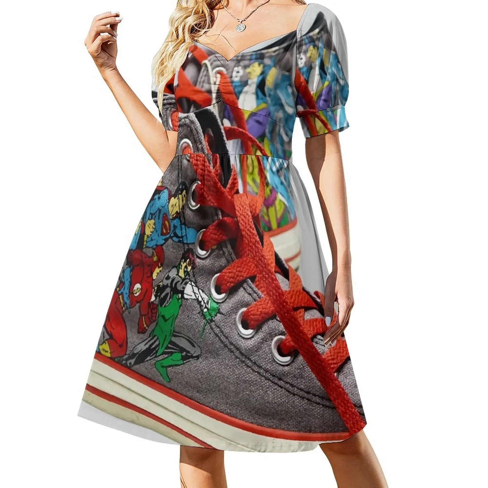 

hi-cut rubber shoes with animated characters Short Sleeved Dress luxury woman party dress Clothing Dress