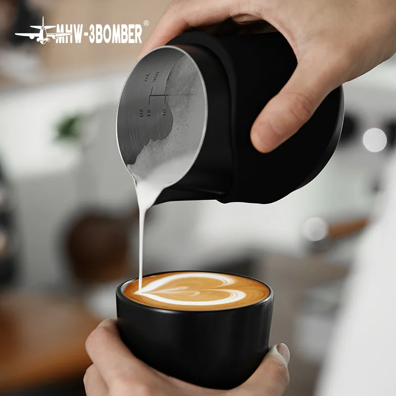MHW-3BOMBER GT Handleless Cylinder Coffee Cup Professional Milk Froth Cup with Scale