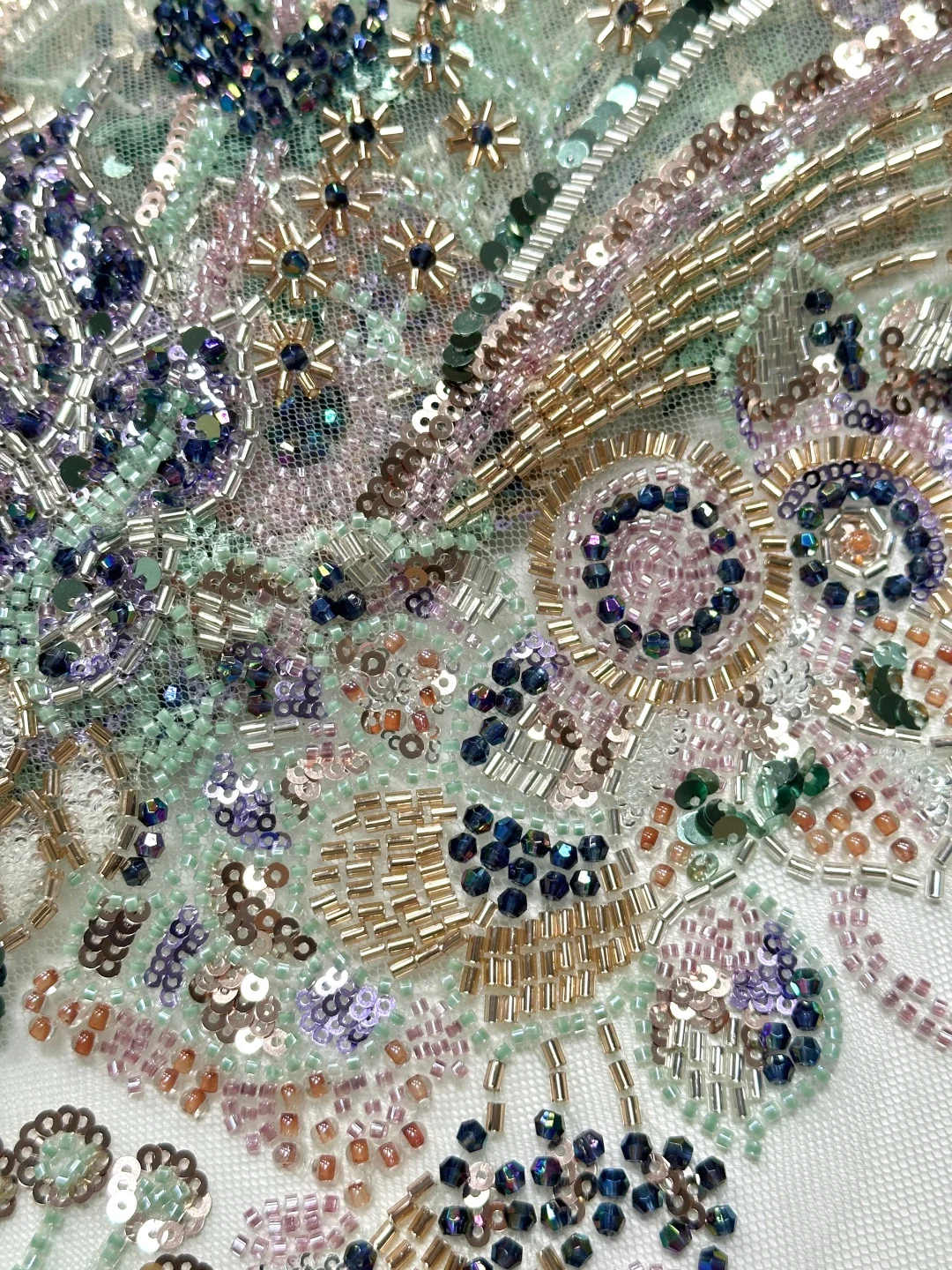 

2026Luxurious Elegant Soft Mesh Beaded Lace Fabric with Stones Elegant High-Quality Tube Lace for WeddingEvening DressU_GE6823