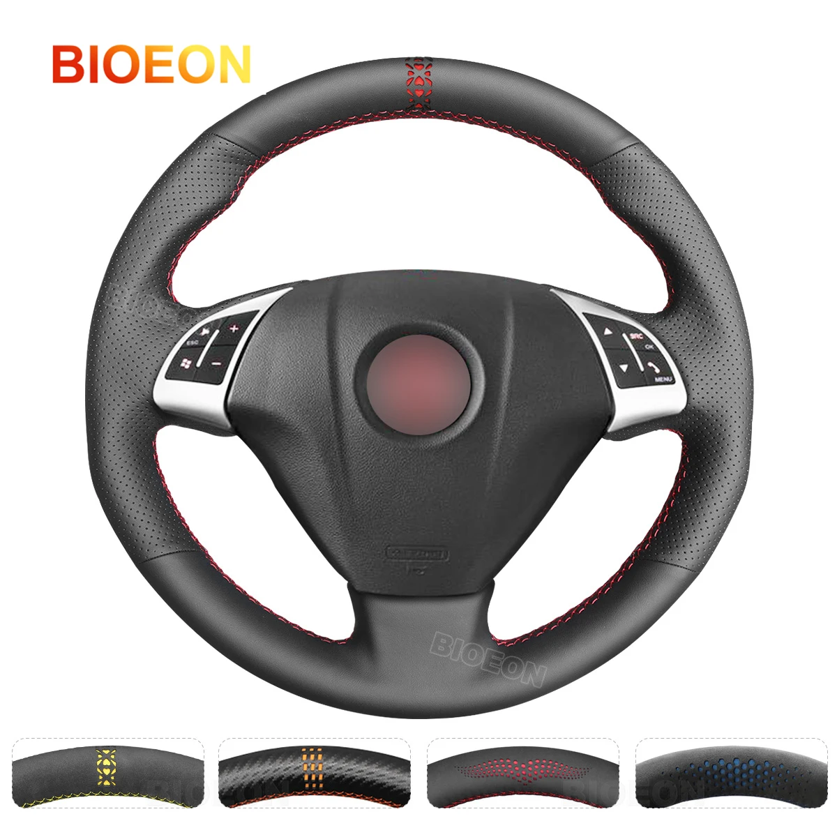 BIOEON Black PU Artificial Leather Steering Wheel Cover Braid for Fiat Grande Punto Bravo Linea Qubo Doblo Opel Combo D Vauxhall