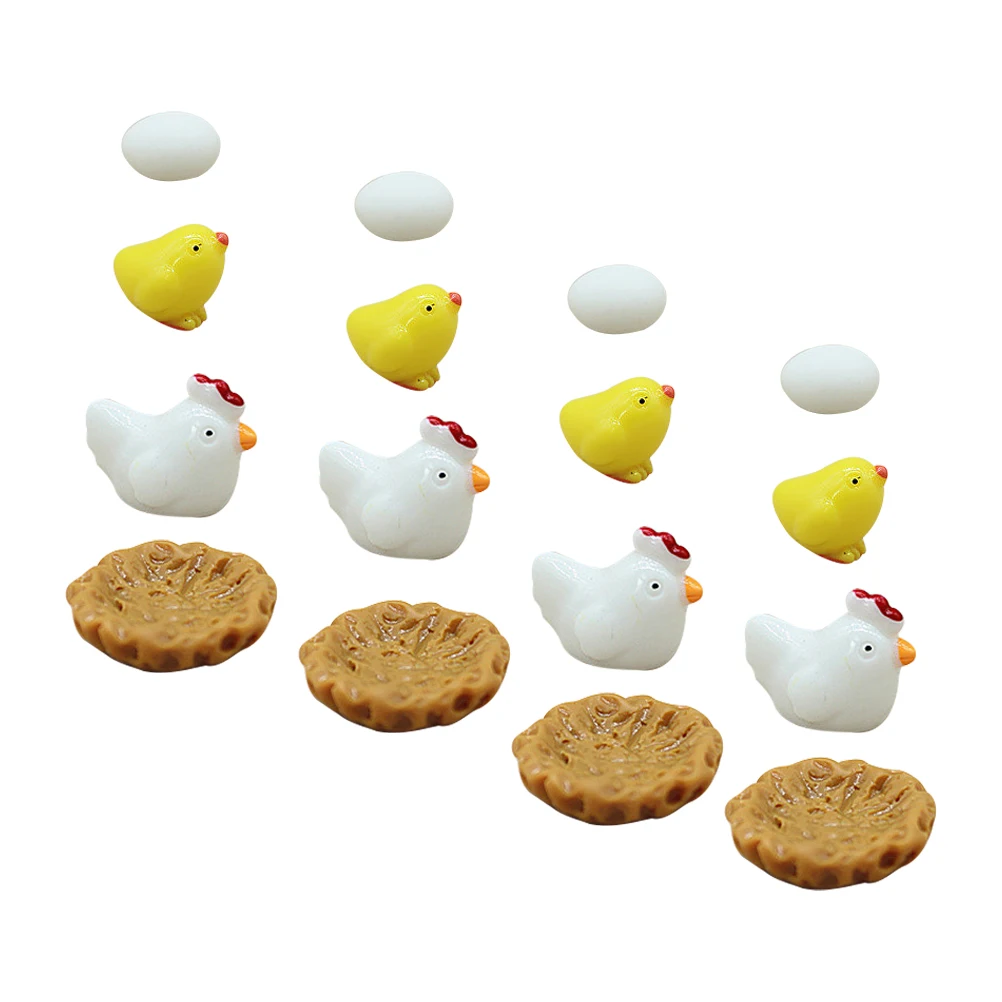 

20 Pcs Resin Chicken Egg nament for Micro L Home Mini Resin Chicken Garden Decor Bonsai Craft Durability
