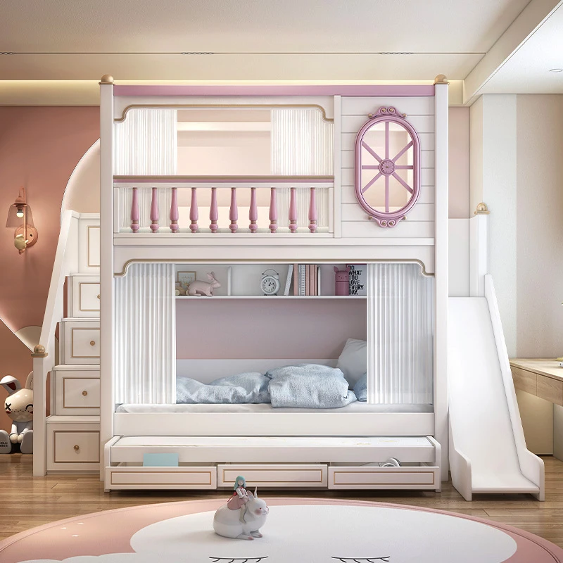 

Children's up and down bunk High and low Double bunk Siblings do not disturb each other Castle Mother and ch