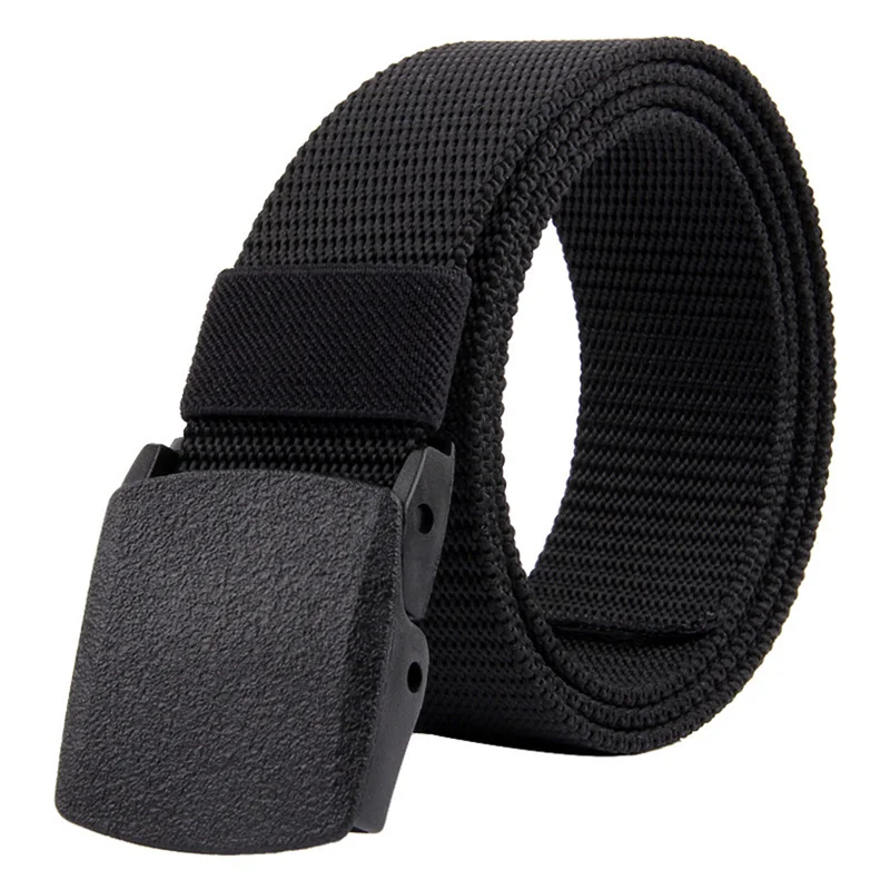 

Plastic Buckle Nylon Solid Color Belt Men Women Outdoor Work Wide Metal-free Waist Belt Airport Friendly