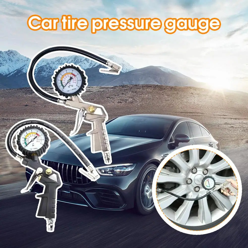 

220PSI Car Tire Pressure Gauge High Pressure Gun Type Air Compressor Tire Inflator Pump For Car Motorcycle SUV Tire Repair R8W2