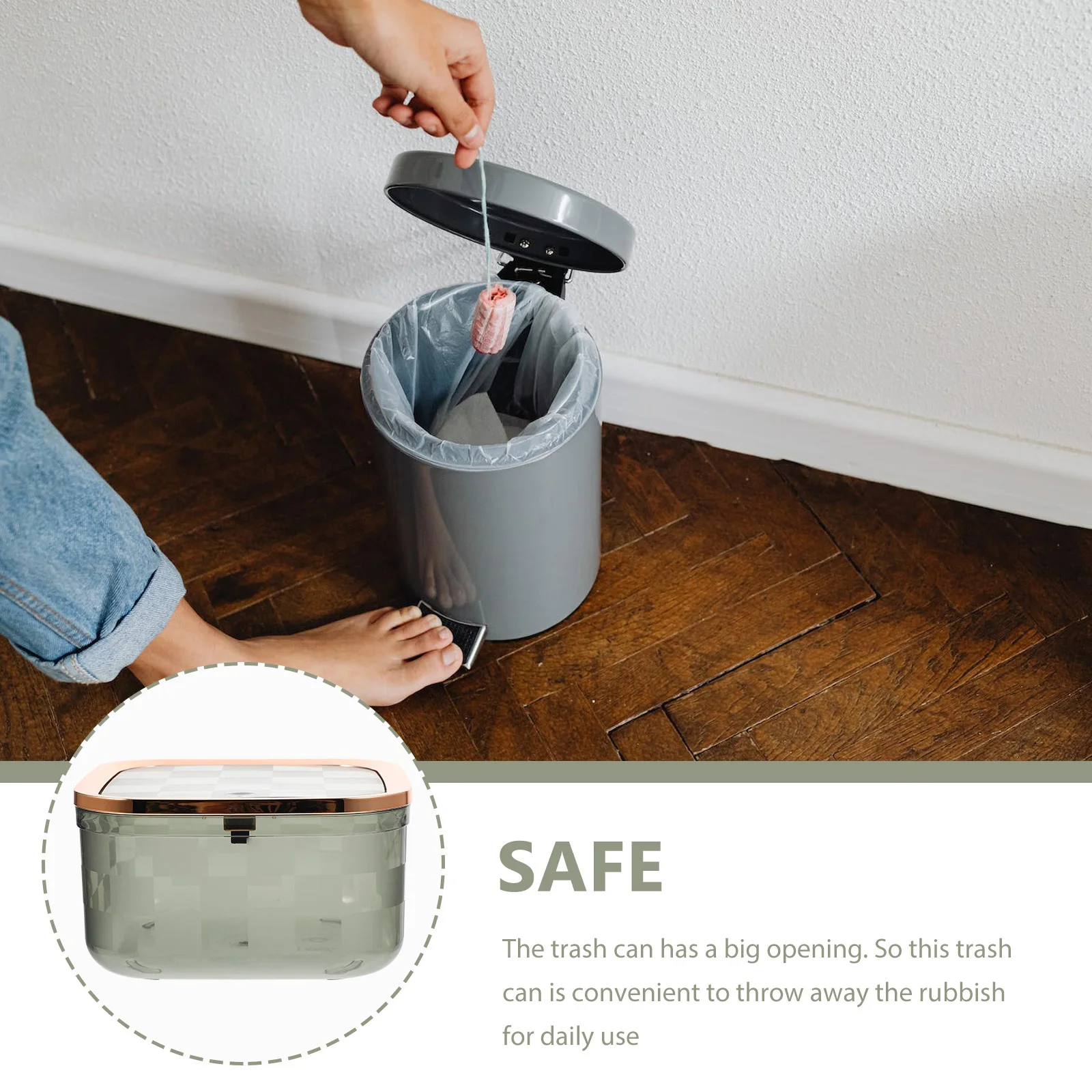 

Transparent Trash Container Compact Size Simple Style Home Office Kitchen Waste Bucket Garbage Bin Rubbish Storage Box