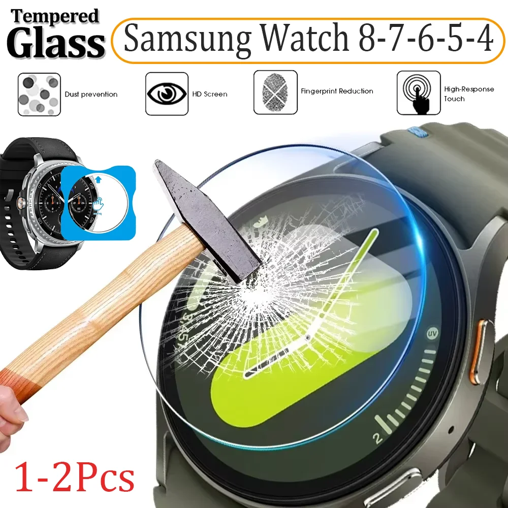 1-2Pcs High Definition Tempered Film For Samsung Galaxy Watch 8-7-6-5-4 44mm 40mm 43mm 46mm 47mm Quick Protective Film Pasting