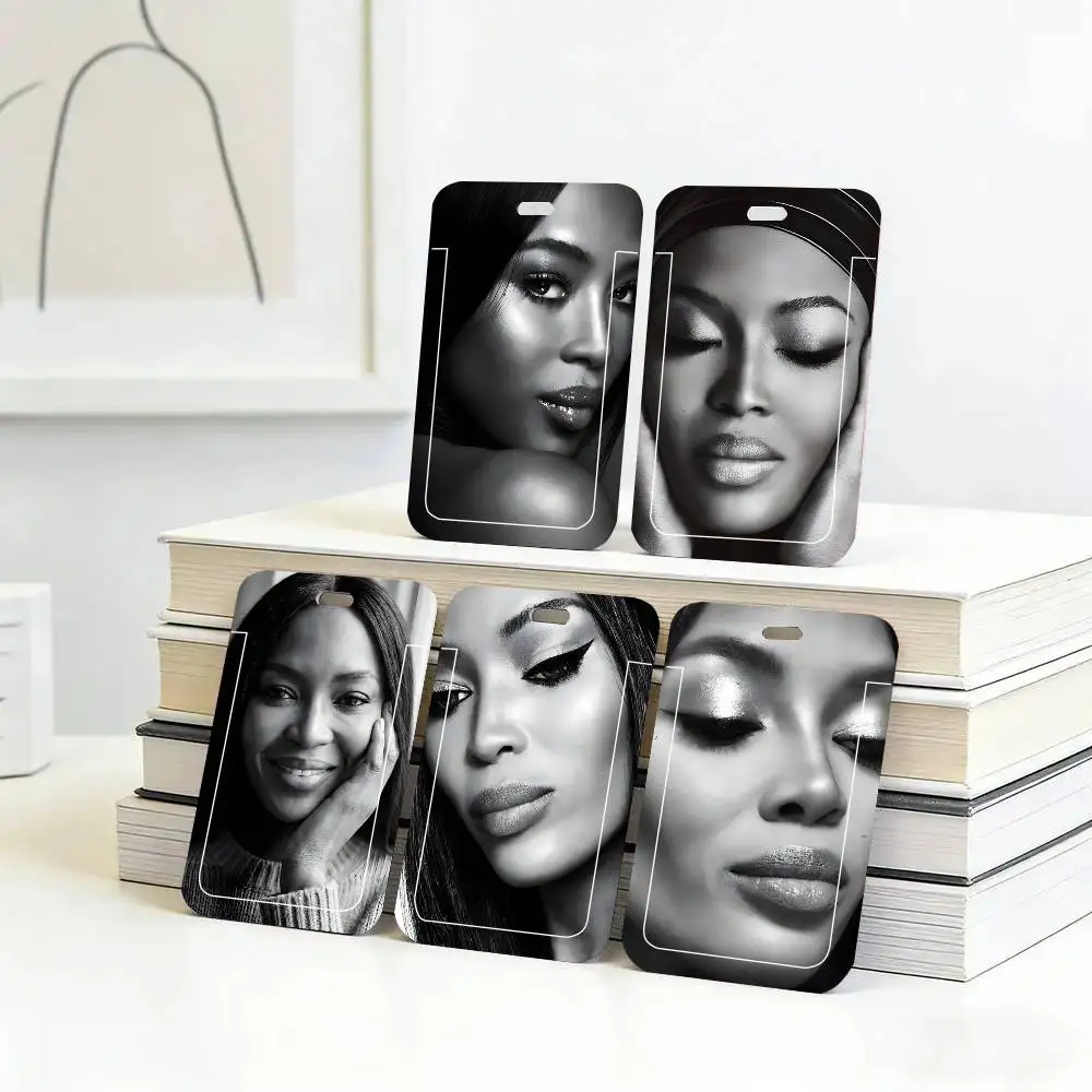 1pc Top Model Naomi Campbell ID Card Sleeve School Card Access ID Card Bus Meal Card Protective Sleeve Easy Push