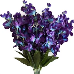 10pcs 27'' Artificial Orchid Stems Purple Blue Silk Turquoise Orchids Flowers for Wedding Bridal Bouquet Boutonniere
