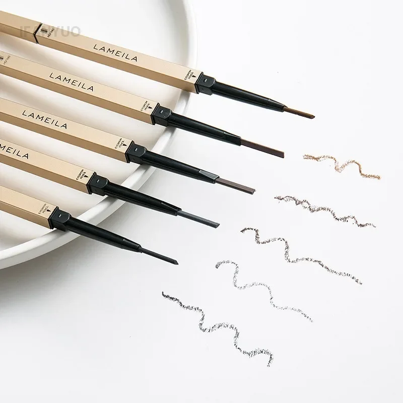 Matita per sopracciglia a doppia testa con pennello Impermeabile liscio 5 colori Penna per sopracciglia Tinta Mascara Migliora cosmetici Bellezza Trucco donna