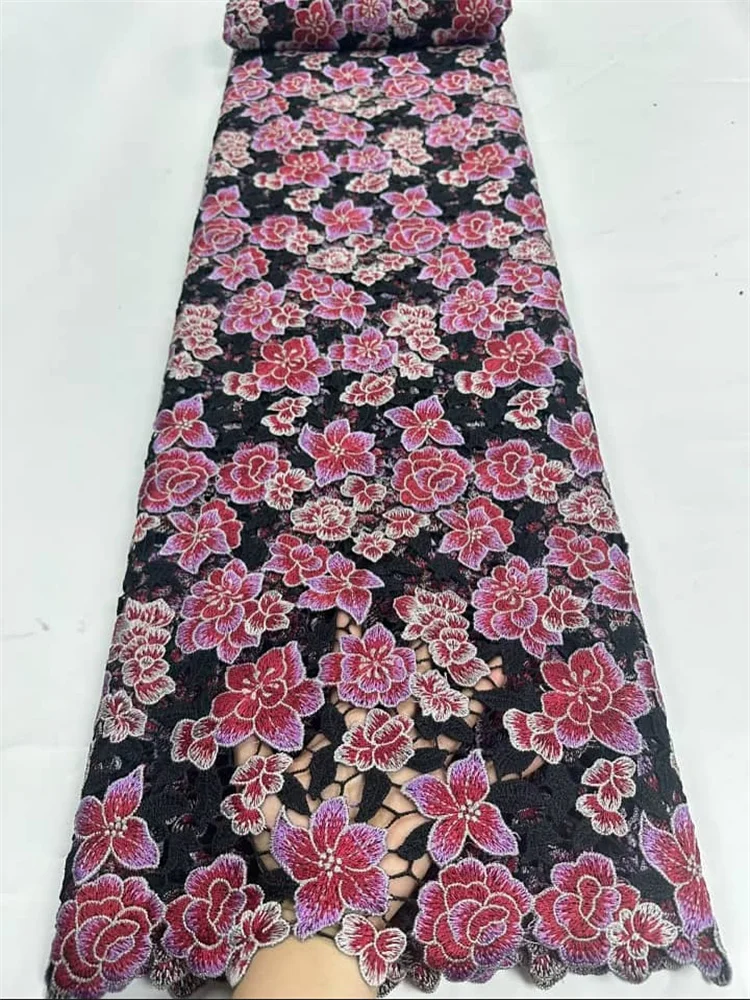 

Nigerian 3D Embroidered Water Soluble Lace Fabric African Guipure Cord 2026 Latest Style for Sewing Women's Dresses 5 Yards