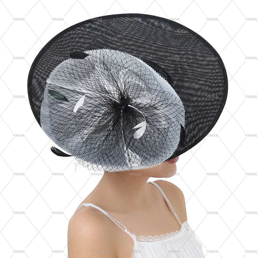 أنيقة الزفاف كبيرة الحجم الفاسناتور قبعة المرأة زهرة أغطية الرأس الشعر أعلى مقاطع قبعة السيدات كوكتيل الكنيسة حزب غطاء الرأس