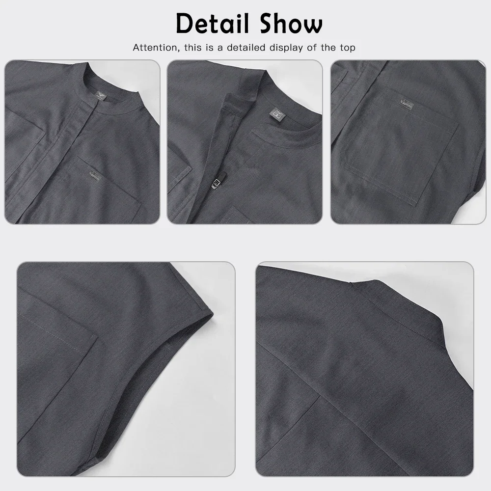 New Medical Scrub Wear for Women Nurse Siamese Trendy Zip Neck Uniform Plus Size Nursing Clothes Lab Dentistry Surgical Jumpsuit