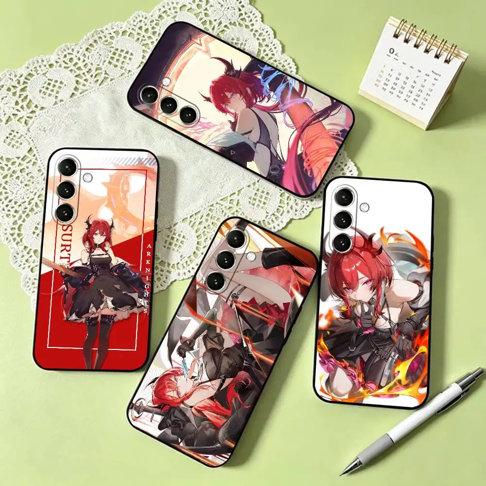 S-Surtr Laevatain A-Arknights Phone Case For Samsung Galaxy A73,A72,A71,A70,A53,A52,A51,Soft Silicone Black Cover