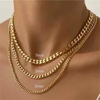 3/5/7mm Stainless Steel Punk Cuban Chains Necklace for Men Women Gold Silver Color Choker Metal Collar Jewelry Fashion Gift