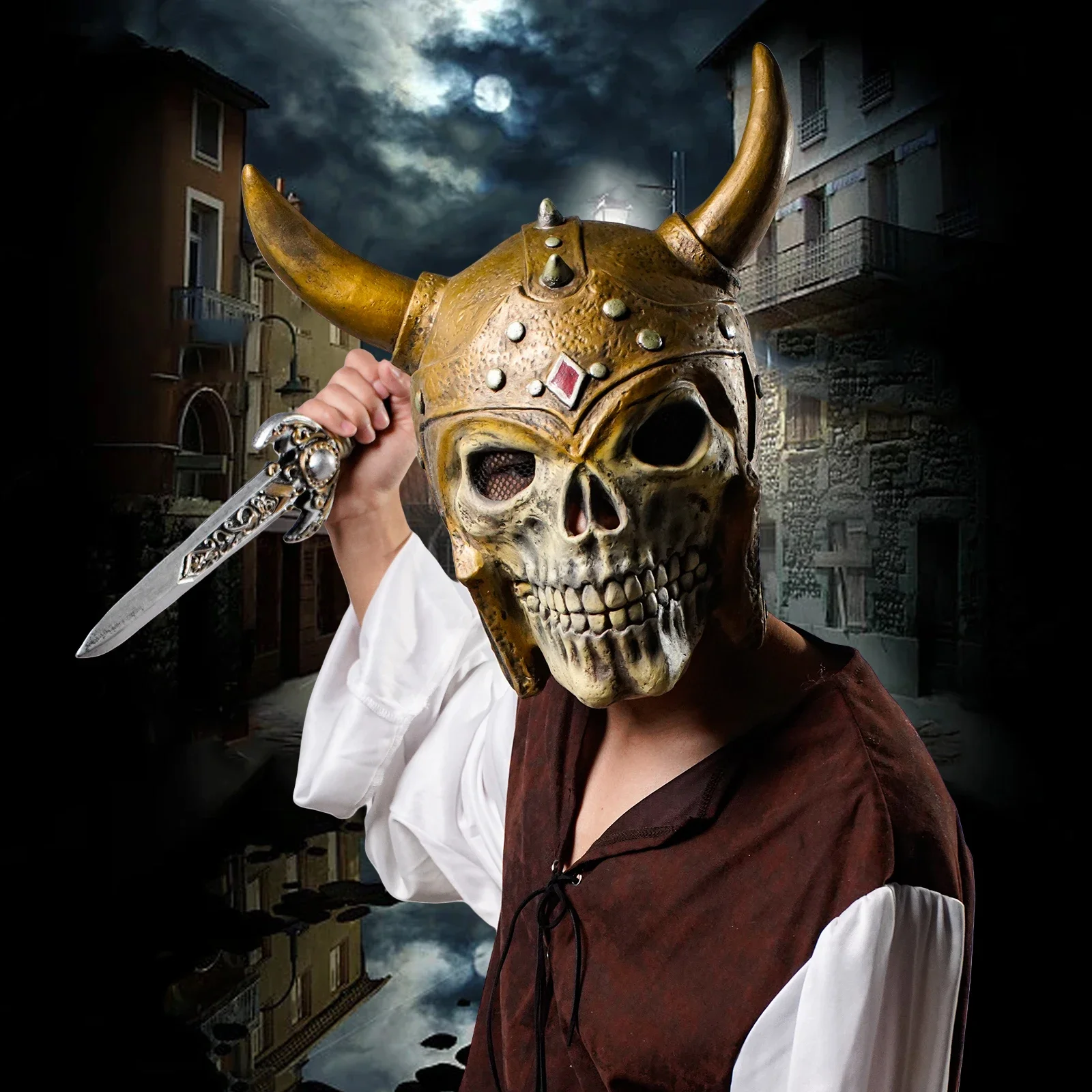 2025halloweenMasque de soldato squelette 1 pezzo, materiale en lattice, thème de la culture pop parfait pour les jeux de rôle