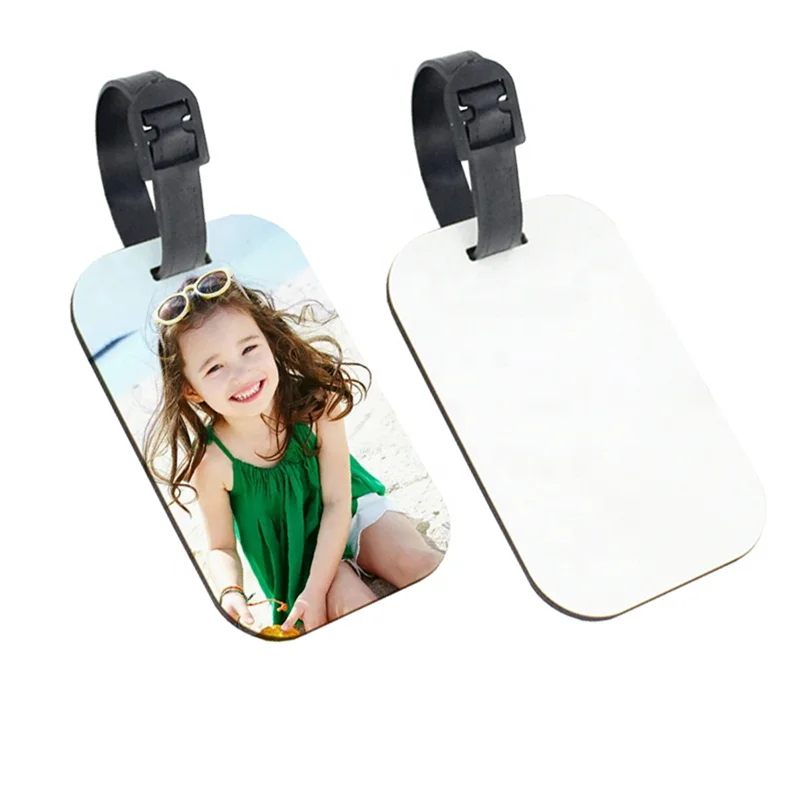 Hot sale 10PCS Sublimation Blank Luggage Tags White Blank Travel Bag Baggage Tags with Strap Double Sided Suitcase Label Tag