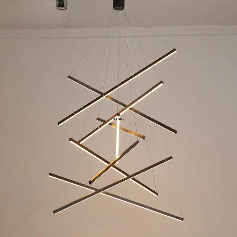 

Chandeliers Luster Lights for Stair Hall Dining Duplex Living Room Building Indoor Lighting Fixture Lamps pendant lights