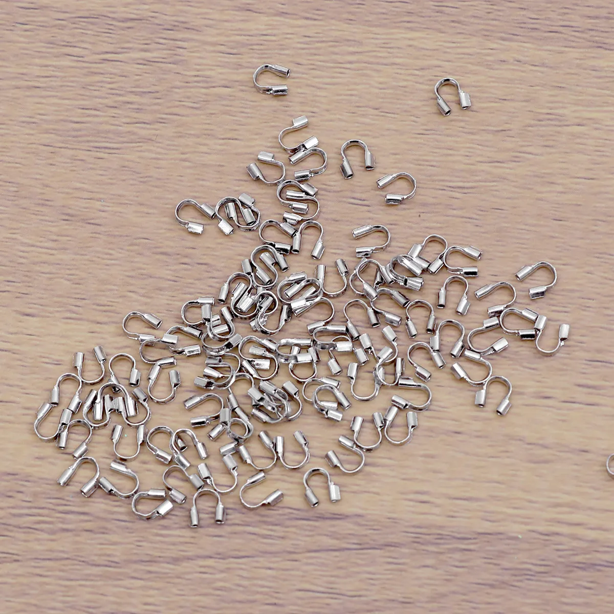 100Pcs Premium Copper U Shaped Wire Guards Horseshoe Loop Protectors for Tiger Tail Cord Jewelry DIY Necklace Bracelet Earring