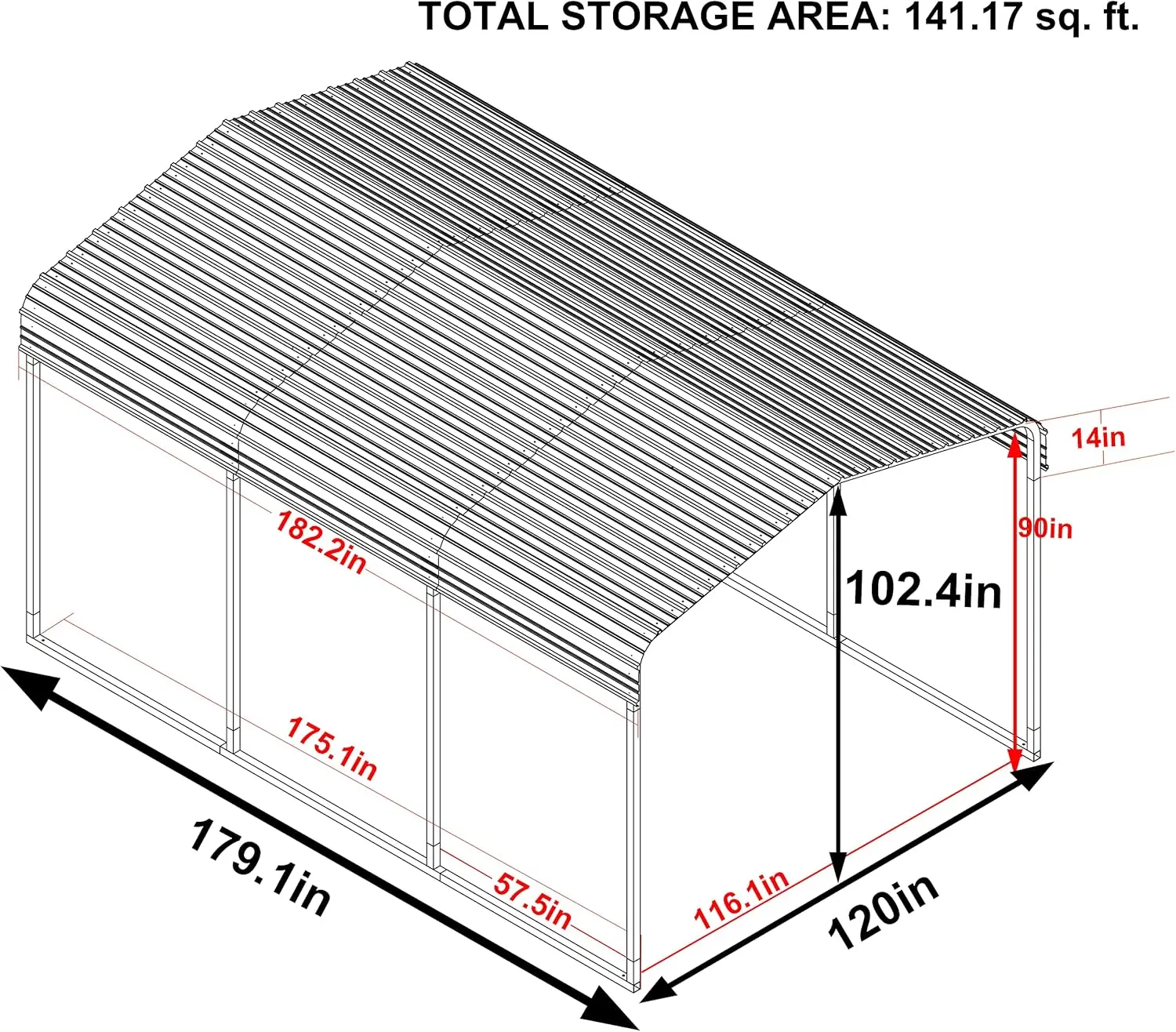 MUPATER 10 x 15 FT Metal Carport, Heavy Duty Carport Kit for Outdoor, Garage Car Shelter Shade with Galvanized Roof, Frame