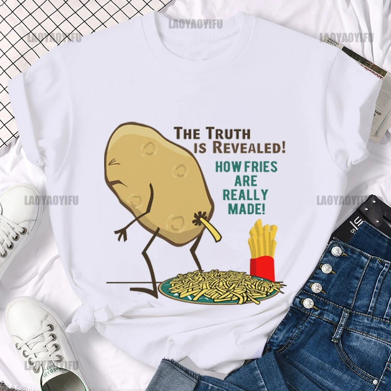 

Fashion Fries Made Design Men T-Shirt Short Sleeve Tops Potato Made Fries Printed Tshirts Funny t shirts COTTON Tee