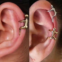 1PC Stainless Steel Little Man Ear Cuff Cartilage Ear Cuff Wraps Clip Nonpierced Earring Fake Piercing Ear Cuff