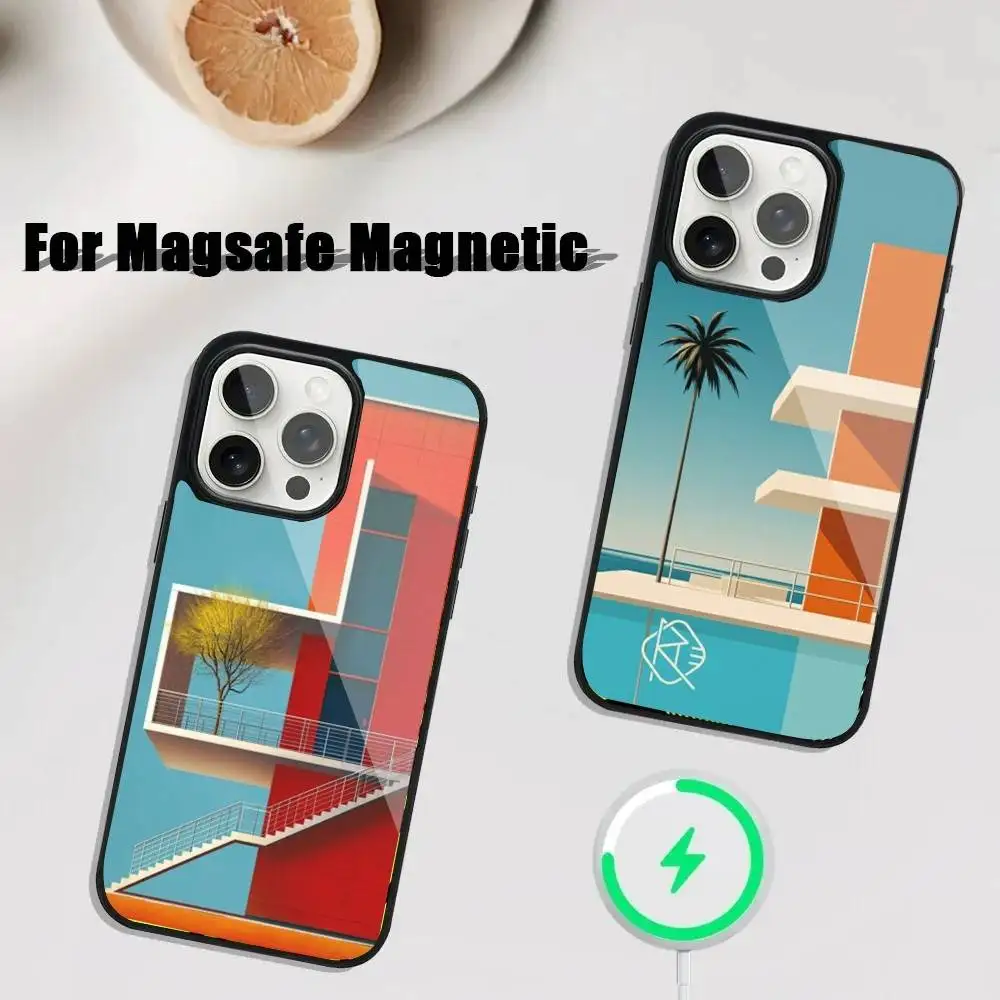 

Geometric Bauhaus art Phone Case For iPhone 17,16,15,14,13,12,11,Pro,Max,Plus,Mini,SE4,E Magnetic Magsafe Wireless Charging
