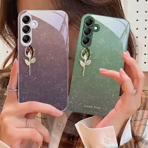 Gradient Fragrant Purple For Samsung Galaxy A14 4G 20 30 52 20S 21S 22 32 33 34 42 50 51 53 54 70 71 72 73 5G Glass Phone Case