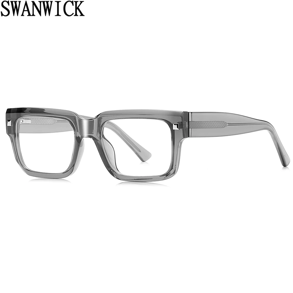 Oculos-anti-luz-azul-swanwick-para-homens-armacao-quadrada-grossa-em-tr90-lentes-transparentes-para-mulheres-decoracao-em-marrom-e-preto-estilo-europeu
