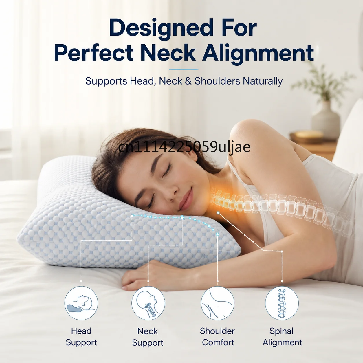 Memory Foam Pillow Double Sided Cooling Ice Silk to Relieve Headache, Stiff Neck and Shoulder Soreness, Improve Insomnia.