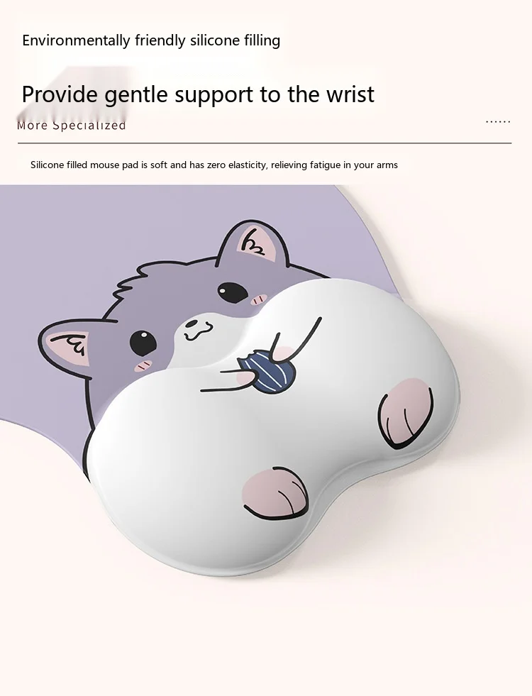 3D-Cartoon-Silikon-Handgelenkauflage-Mauspad in Hamsterpfotenform, niedliche ergonomische Schreibtischunterlage für Büro und Gaming – Detail 5