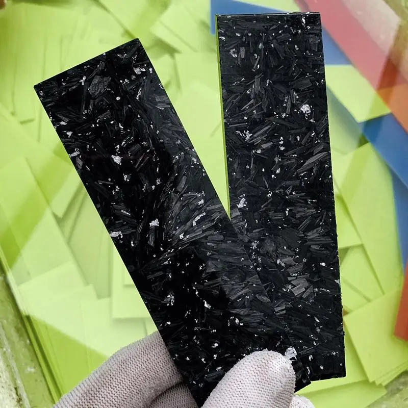 1Pcs Silver Foil Powder Compression Patch Plate for DIY Knife Handle Material CF Carbon Fiber Black Marble with Resin
