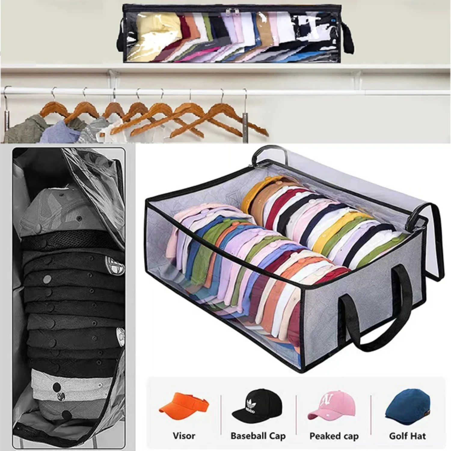 Large Capacity Collapsible Baseball Box, Suitable for Dormitory and Bedroom, Can Hold 40 Hats, 1pc