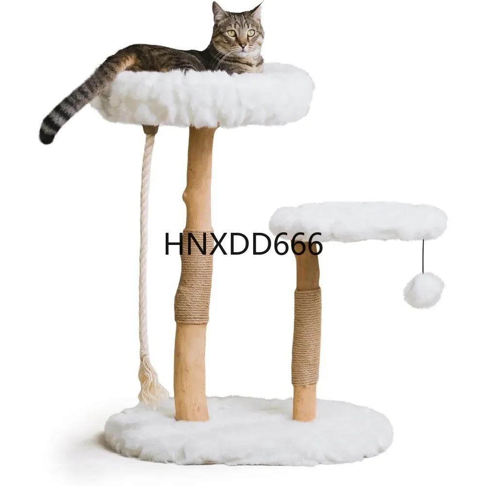 Luxury Cat Tree:Modern Condo  Luxury Wood Cat Tower; Natural Branch Scratching Tree   Cats Condo;